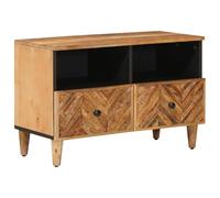 LoogCape Braun Storage Cabinet Solid Wood Mango 70 x 33.5 x 46 cm Modern Sideboard with Drawer and Brass Knobs for Living Room, Home Theater, TV, Media, Cable Management, Durable Design