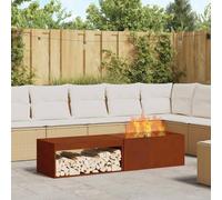 LoogCape Brown Fire Pit, 160 x 45 x 35 cm, Steel, Weatherproof for Garden, Patio, with Storage Space and 600°C Heat Resistance, Ideal for Outdoor Evenings, Cosy Gatherings, Weatherproof Decoration