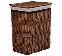 LoogCape Brown Wicker Laundry Basket with Lid and Handle, Space Saving Laundry Chest for Bathroom Bedroom Laundry Room, Heavy Duty Laundry Basket, Rustic Laundry Hamper