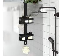 LoogCape Brushed 304 Stainless Steel Hanging Shower Shelf for Bathroom, Kitchen and Basement with 70 cm Height, 20 kg Load Capacity, No Drilling, Practical Shelf and Hooks for More Storage Space