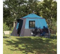 LoogCape Cabin Family Tent Blue Grey 405 x 405 x 273 cm 10 People 185T Polyester PU Coating Waterproof for Camping Garden Party Beach and Travel
