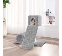 LoogCape Cat Scratching Post with Sisal Scratching Post Light Grey 61 x 61 x 59 cm with Cave Hammock Climbing Tree for Cats in Home, Sturdy Play Tower with Lounger Wall Mounting, Scratching Barrel