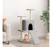 LoogCape Cat Scratching Post with Sisal Scratching Posts, Light Grey, 110 cm, Sturdy Cat Furniture with Cave, Lounger, Platform, Hammock, Climbing Tree for Indoor Home Balcony, Space-Saving