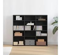 LoogCape CD Cabinet Black Oak Look 100 x 23 x 89.5 cm Wood Material with Storage Space for Living Room Bedroom TV Board Media Cabinet Hifi Rack with Cable Management and Wall Mount