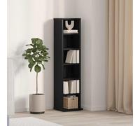 LoogCape CD Cabinet Black Oak Look 21 x 20 x 88 cm Wood Material Storage Space for Living Room Office TV Lowboard, Media Cabinet, Sideboard, Chest of Drawers, Shelf, Storage, Cable Management