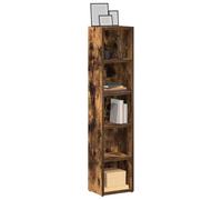 LoogCape CD Shelves Made of Smoked Oak 2 Pieces 21 x 16 x 93.5 cm Wood Material with 5 Compartments for CDs DVDs Blu-rays Modern Design Ideal for Living Room Bedroom Home Cinema