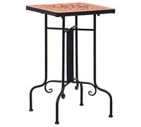 LoogCape Ceramic Terracotta Mosaic Table for Garden Balcony Patio with Iron Frame, Weatherproof, 35 x 35 x 56 cm, Versatile as Plant Table, Side Table, Plant Stand, Decorative Table