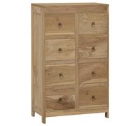 LoogCape Chest of Drawers 55 x 30 x 90 cm Solid Wood Teak Sideboard with 8 Drawers for Bedroom Living Room Hallway and Office Durable Natural Material Practical Storage Rustic Look Wall Mount