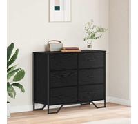 LoogCape Chest of Drawers 6 Drawers Black Oak Effect 91 x 35.5 x 74.5 cm with Lots of Storage Space for Bedroom, Living Room, Hallway, Wood, Modern Design, Sturdy Composite Wood Construction