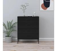 LoogCape Chest of Drawers Black 80 x 35 x 101.5 cm Steel with Adjustable Feet, Versatile Sideboard for Living Room, Bedroom, Hallway, Storage Space, 3 Drawers, Maximum Load 25 kg, Robust Lowboard