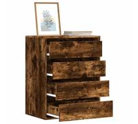 LoogCape Chest of Drawers Smoked Oak 60 x 41 x 76 cm Wood Material with 4 Drawers for Bedroom, Living Room, Hallway, Bathroom, Children's Office and Multi-Purpose Storage Space for Order and