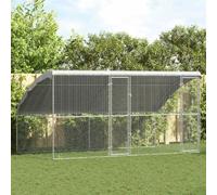 LoogCape Chicken Cage, Pack of 2, Silver, 400 x 200 x 200 cm, Galvanised Steel, Weatherproof Hutch with Lockable Latch System, for Outdoor Use and Poultry Farming