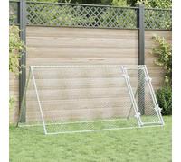 LoogCape Chicken Cage Silver 200 x 105 x 91 cm Galvanised Steel Large Outdoor Enclosure for Chickens Ducks Rabbits and Small Animals with Swing Door and Lock