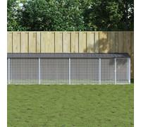 LoogCape Chicken Cage with Roof, Anthracite, 803 x 98 x 90 cm, Galvanised Steel, Multi-Tier with Roof for Chickens, Small Animals, Stable, Playpen, Outdoor, Indoor, Expandable, Protection, Ventilation