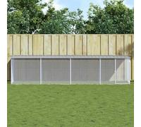 LoogCape Chicken Cage with Roof in Light Grey, 403 x 98 x 90 cm, Galvanised Steel, Expandable, Weatherproof, with Lockable Door for Chickens, Hens, Small Animals, Indoor and Outdoor Use