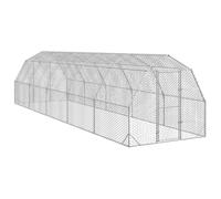 LoogCape Chicken Coop 2.5 x 10 x 2.25 m Galvanised Steel with Robust Wire Mesh, Large Spout, Lockable Door for Safe Protection and Versatile Use for Chickens, Ducks, Geese and More