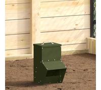 LoogCape Chicken Feeder Olive Green 20 x 25 x 35 cm Cold Rolled Steel Weatherproof and Durable for Indoor and Outdoor Use with 2 kg Capacity, Easy Cleaning, Modern Design