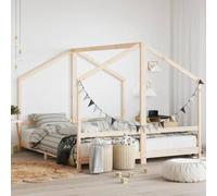 LoogCape Children's Bed 2 x 90 x 200 cm Solid Pine with Slatted Frame, Convertible, Low Height, Suitable for Children from 4 Years, Rustic Look, Includes Frame, Ideal for Bedroom and House Bed