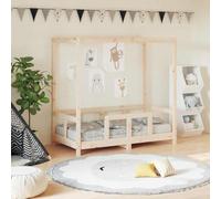 LoogCape Children's Bed 70 x 140 cm Solid Pine Wood with Canopy Design for Toddlers, Height Adjustable, Convertible, with Sturdy Slatted Frame, Ideal for Children Between 18 Months and 4 Years