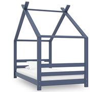 LoogCape Children's Bed Frame Grey Solid Pine 80 x 160 cm, Robust Wooden Bed in Tree House Style with Privacy, Suitable for Mattress 80 x 160 cm, Ideal as a Playhouse or Reading Corner, Durable