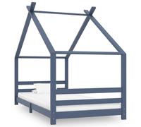 LoogCape Children's Bed Frame Grey Solid Pine 90 x 200 cm Children's Bed with Tree House Style Sturdy Wooden Bed Suitable for Mattresses 90 x 200 cm Ideal as a Hiding Place