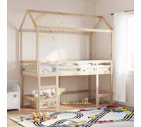 LoogCape Children's Bed Roof 207 x 95.5 x 159 cm Solid Pine Wood with Open Side, Rustic, Stable, for Children's Room, Playground, Suitable for Bed Frame, Accessories, Attachment and Assembly