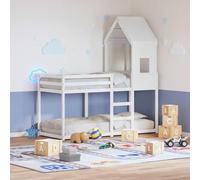 LoogCape Children's Bed Roof White 60 x 99 x 139.5 cm Solid Pine Wood for Children's Room Play Bed Retreat with Open Side Durable Wood Suitable for Children Under 6 Years