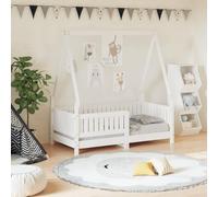 LoogCape Children's Bed, White, 70 x 140 cm, Made of Solid Pine Wood House Bed Design with Sturdy Slatted Frame and Ventilation for Toddlers Between 18 Months and 4 Years, Includes Wheels and Storage