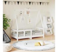 LoogCape Children's Bed White 70 x 140 cm Solid Pine Wood with House Bed Design for Toddlers, Sturdy Slatted Frame, Low Height, Suitable for Children Between 18 Months and 4 Years