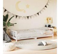 LoogCape Children's Bed White 90 x 200 cm Made of Solid Pine Wood with Sturdy Slatted Frame, Grid-Free, Height Adjustable, Convertible, Foldable, Includes Wheels, Suitable for Toddlers from 4 Years