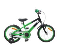 LoogCape Children's Bicycle 16 Inch for 4-6 Years Old Green Black with Steel Frame, Adjustable Saddle, Mudguard, Bell and Reflectors for Safe City and Leisure Rides