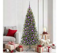 LoogCape Christmas Baubles Set with 300 LEDs in Purple Plastic, 120 Pieces, USB Powered Indoor and Outdoor Decoration, Modern Design, Energy Efficient Warm White Lighting