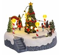LoogCape Christmas Village Decoration, Multi-Colour, 22 x 21.5 x 17 cm with Illuminated Light Houses for Festive Interiors, Winter Table Decoration, Miniature Village, LED Lights, Detailed Scenes