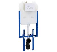 LoogCape Cistern Frame with Storage White 50 x 8 x 131 cm Steel Durable Robust Wall Mounted Height Adjustable for Modern Bathroom