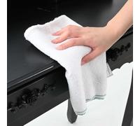LoogCape Cleaning Cloths Pack of 50 White with Green Stripes 50 x 60 cm Durable All-Purpose Cleaner for Household Kitchen Bathroom Surfaces, Absorbent Cleaning Agents
