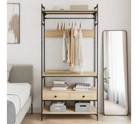 LoogCape Clothes Rack with Drawers in Sonoma Oak 89 x 39 x 184.5 cm, Versatile Storage Space, Robust Wood Material, Sturdy Metal Frame, Space-saving, Ideal for Bedroom, Hallway, Children's Room
