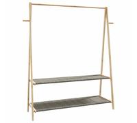 LoogCape Clothes Rack with Shelves 132 x 45.5 x 150.5 cm Bamboo Coat Rack Mute Servant with Textile Storage for Bedroom Hallway Office