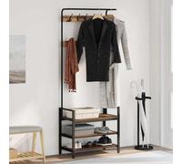LoogCape Coat Stand Reclaimed Wood 75 x 34 x 184 cm Wood Material Steel Frame with Storage Space for Hallway and Entrance Area, Space-Saving, Durable, Modern Design, Easy Assembly
