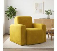 LoogCape Comfortable Yellow Velvet Armchair with Armrests and Swivel Wooden Frame for Living Room, Bedroom or Office, Ergonomic Design, Modern Lounge, Relaxing, Reading, TV, Rest, Stylish