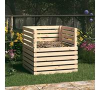 LoogCape Composter 80 x 80 x 78 cm Solid Pine Wood for Garden, Balcony and Patio, Weatherproof Recycling Container with Ventilation, Lid and Flap for Organic Waste and Fertiliser