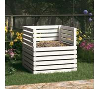 LoogCape Composter White 80 x 80 x 78 cm Made of Solid Pine Wood for Garden, Balcony and Patio, Ideal for Recycling, Organic Waste, Leaves, Lawn Clippings and Sustainable Fertilisation in the Backyard