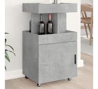LoogCape Concrete Grey Bar Trolley with 50 x 41 x 89 cm Wood Material, Versatile as a Serving Trolley, Coffee Bar or Storage Solution for Kitchen, Living Room, Dining Room, Hallway and Office