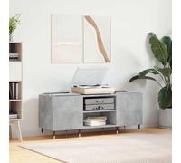 LoogCape Concrete Grey Panel Cabinet 121 x 38 x 48 cm Wood Material with Iron Legs for Vinyl, LPs, Music Collection, TV Board, Sideboard, Storage Space, Cable Management, Living Room, Bedroom
