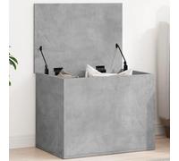 LoogCape Concrete Grey Storage Chest 60 x 42 x 46 cm Made of Wood Material with Lid Spring Support Arm Versatile for Bedroom Living Room Children's Room Hallway
