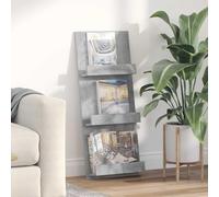 LoogCape Concrete Magazine Shelf, Grey, 43 x 11 x 102 cm, Wood Material with 3 Shelves, Space Saving for Living Room, Office, Bathroom and Waiting Room, Durable Magazine Rack for Order and