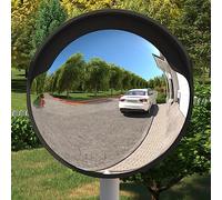 LoogCape Convex Traffic Mirror for Outdoor Use, Black, Diameter 60 cm, Polycarbonate with Weatherproof Protection and Easy Installation for Intersections, Narrow Roads
