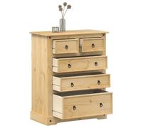 LoogCape Corona Chest of Drawers 92 x 48 x 114 cm Solid Pine Wood with Rustic Design, 5 Drawers, Storage Space, Metal Handles, Durable, Easy to Clean, for Bedroom, Living Room, Hallway