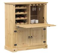 LoogCape Corona Wine Cabinet 97 x 45 x 114 cm Solid Pine Wood with Honey Wax Finish for Wine, Drinks, Bar, Home Bar, Dining Room, Kitchen, Basement, Storage Space, Rustic Look, Durable