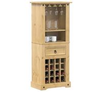 LoogCape Corona Wine Rack Made of Solid Pine Wood 56 x 35 x 134.5 cm with Drawer and Shelves for Wine, Spirits and Drinks in Kitchen, Basement, Bar, Dining Room and Party Room