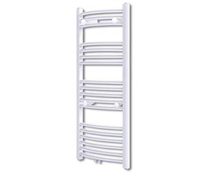 LoogCape Curved Bathroom Radiator Towel Rail 600 x 1160 mm Steel for Bathroom Central Heating Wall Mounted with 18 Pipes Quick Drying Frost Guard for Living Room Bedroom